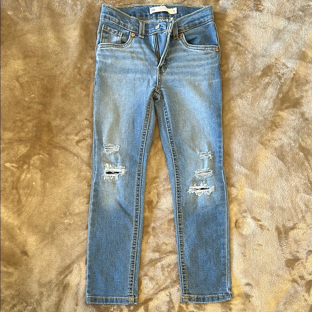 Boys Levi's Blue Skinny Distressed Jeans